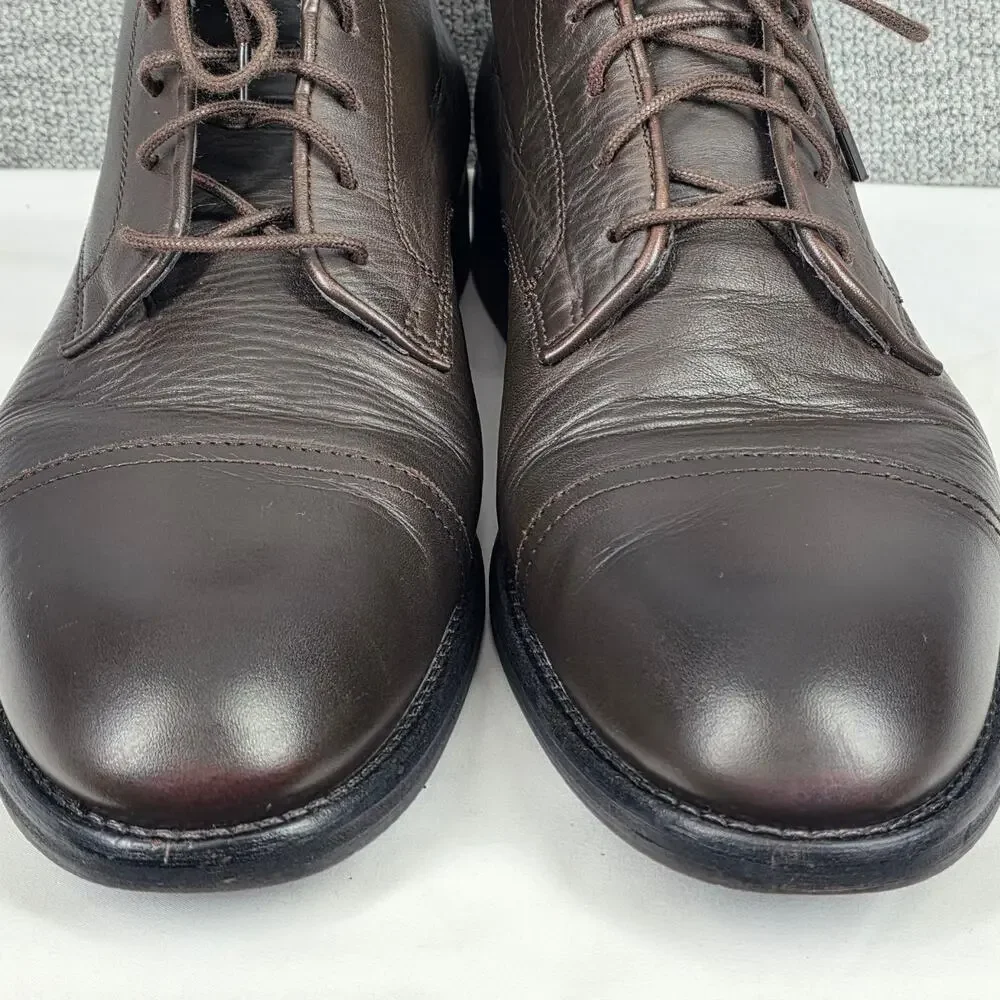 ALLSAINTS HARLAND MEN’S CAP‑TOE LEATHER LACE-UP COMBAT BOOTS – BLACK – SIZE 12